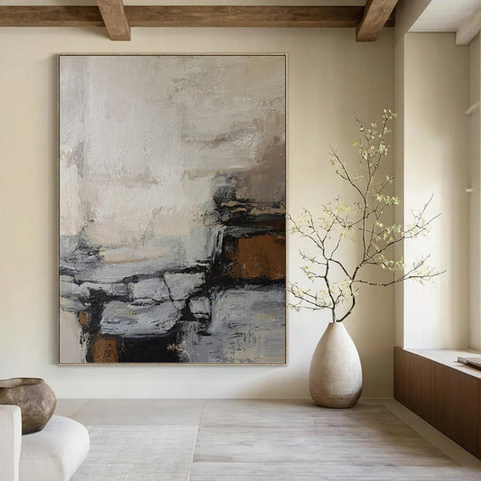 Large Hand - Painted Custom Textured Abstract Mural for Bar & Hotel Lobby DKH1007