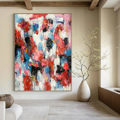 Elevated Vertical Hand - Painted Custom Abstract Treasure (with Floral Textures) for Bedroom and Dining Room DKH1585