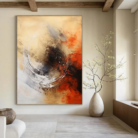 Gilded Web: Large - Format Hand - Painted Custom Abstract Gem for Dining Room and Office DTP121