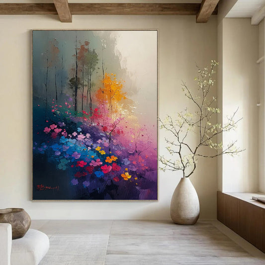 Titanic - Sized Vertical Hand - Painted Custom Abstract Enigma (with Diverse Textures), for Living Room and Hotel DKH1533