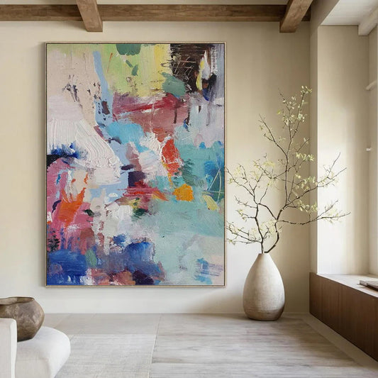 Monumental Vertical Hand - Painted Custom Abstract Marvel (with Galactic Textures) for Office and Hallway DKH1579