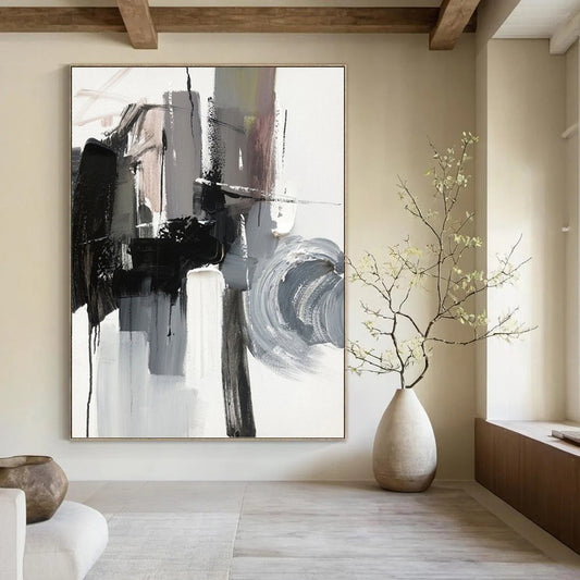 Dramatic Hand - Painted Textured Abstract Canvas for Hallway & Bar DKH1271