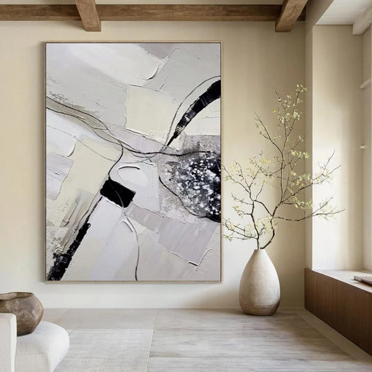 Designer - Led Excellence: Hand - Crafted Textured Canvas Painting for Bedroom & Dining Room DKH1172