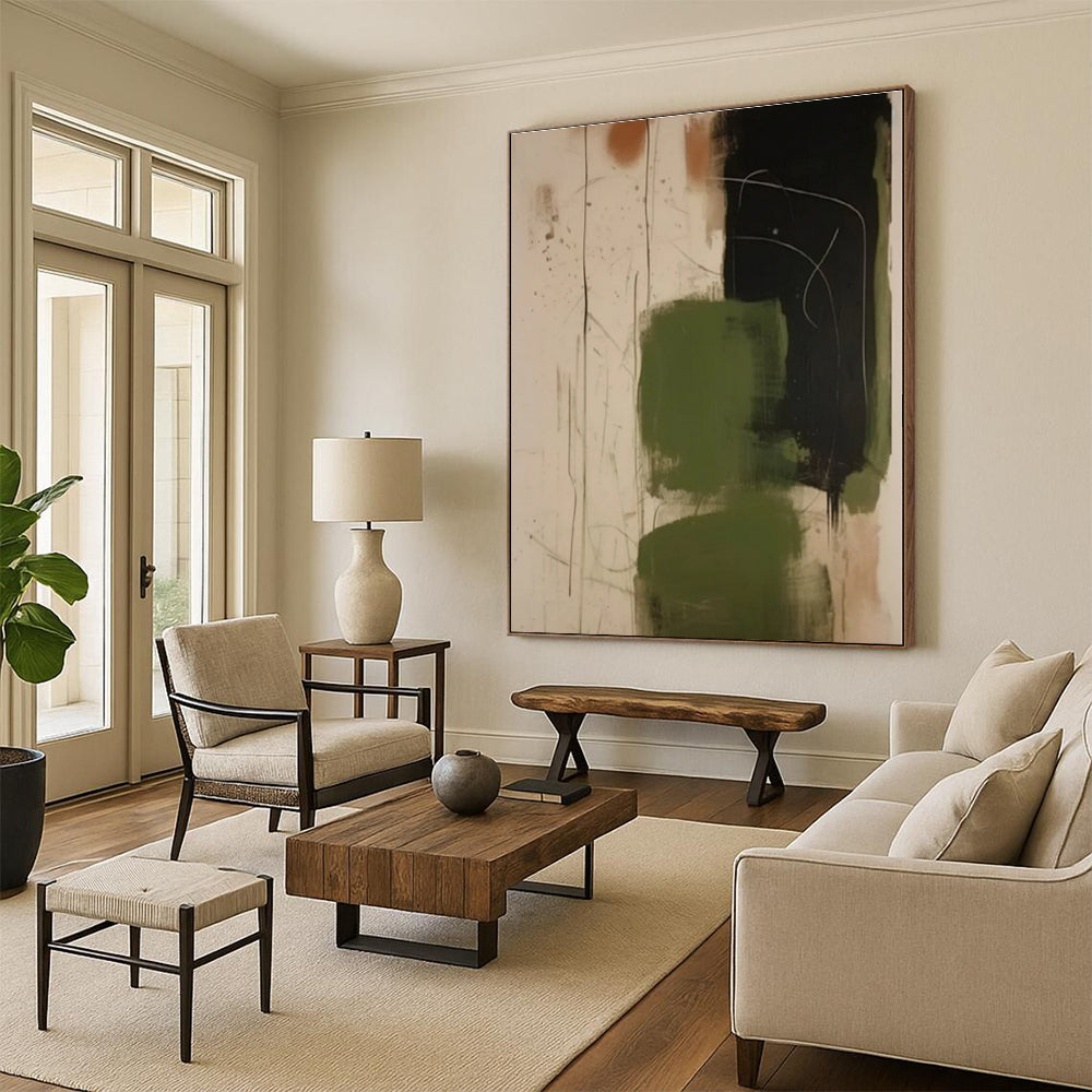 Extra-Huge Hand-Brushed Abstract Painting for Home Music Studio Inspiration Wall