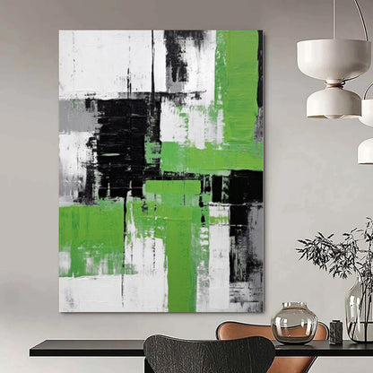 Grand Abstract Painting for Indoor Green Wall Spaces - Made to Order Acrylic on Linen