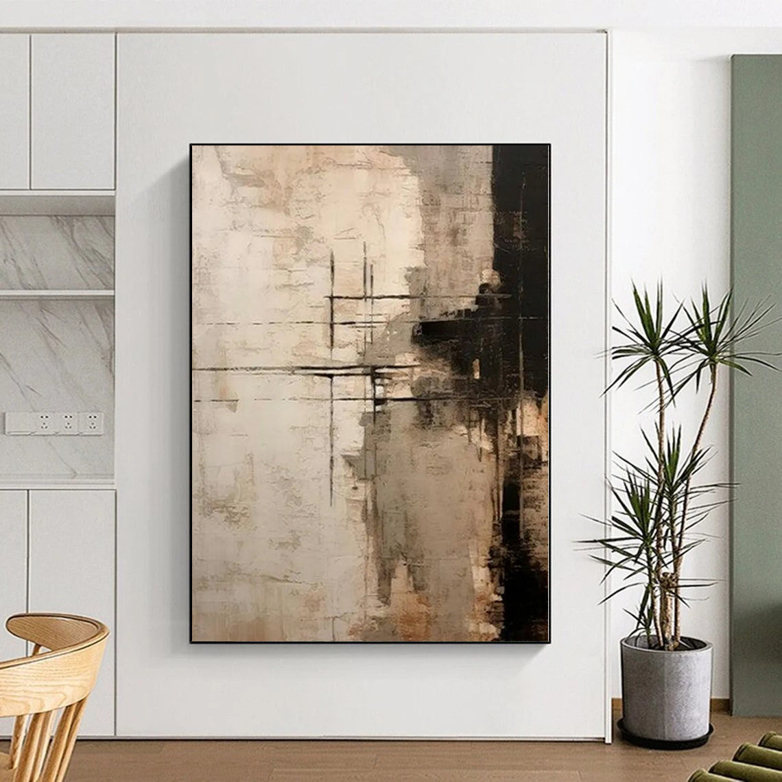 Custom Oversized Abstract Canvas for Family Game Room Feature Walls