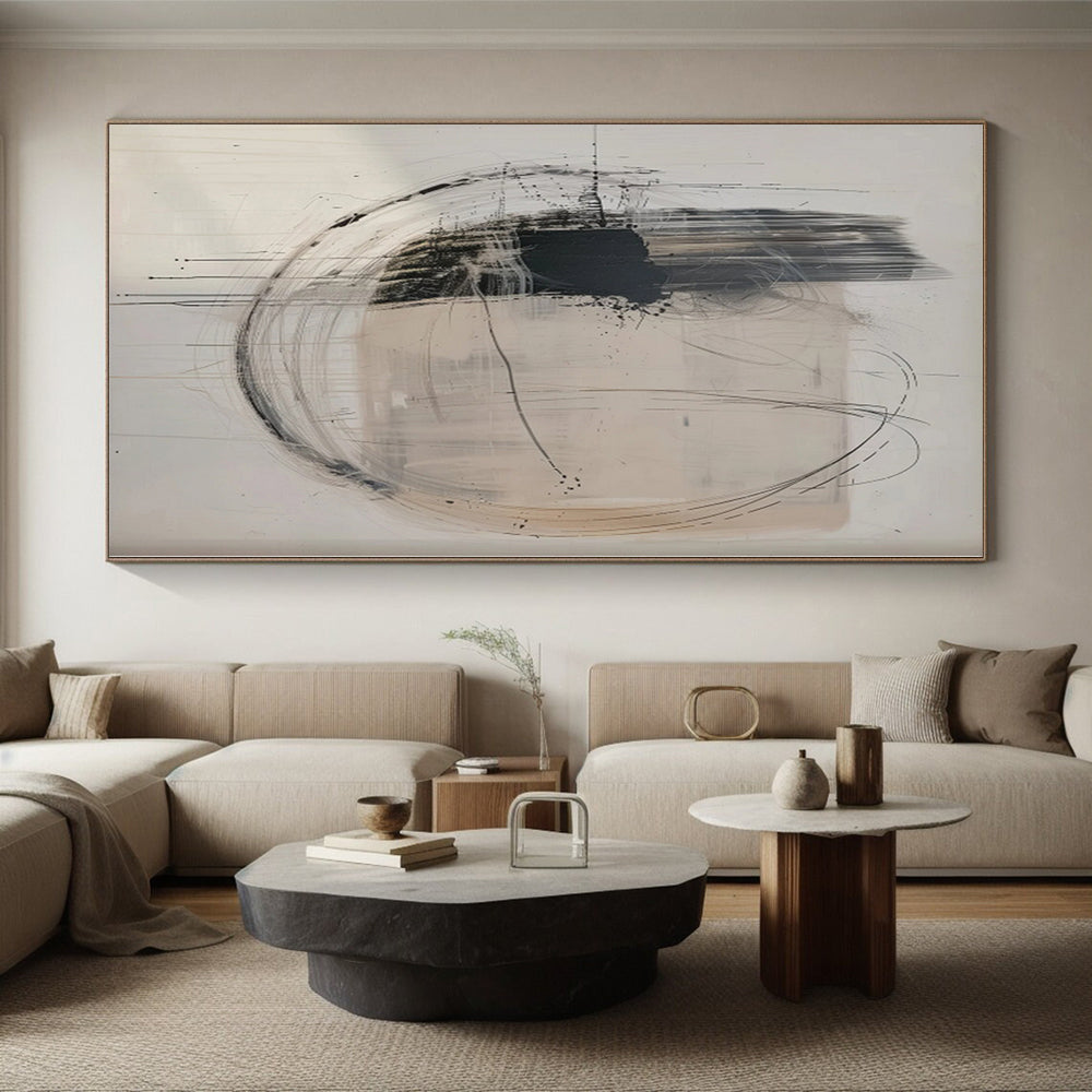 Giant Made-to-Order Abstract Painting for Living Room Bay Window Backdrops