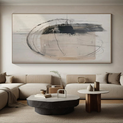 Giant Made-to-Order Abstract Painting for Living Room Bay Window Backdrops