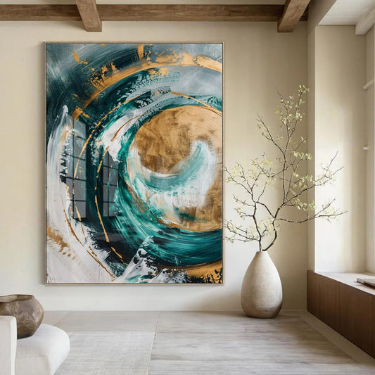 Modern Geometric Hand-Painted Abstract Art for Contemporary Bedrooms