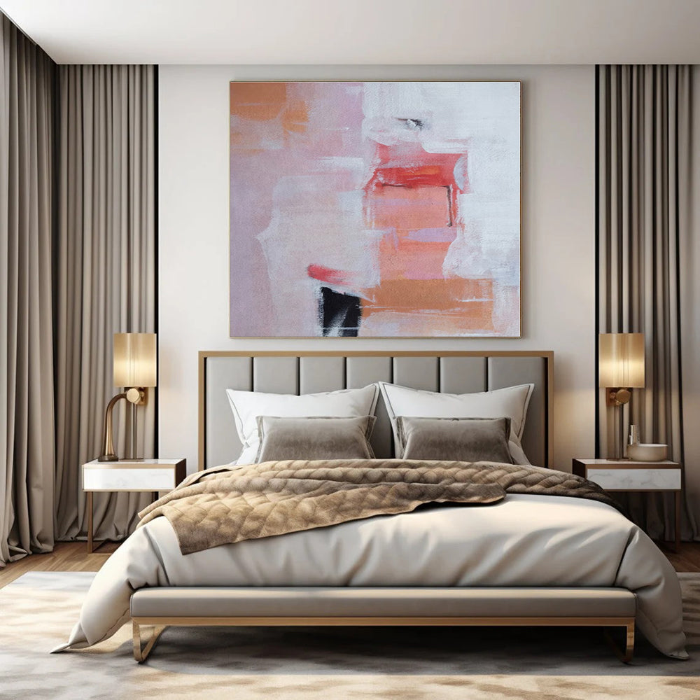 Large-Scale Hand-Painted Abstract Mural for Bedroom & Hallway