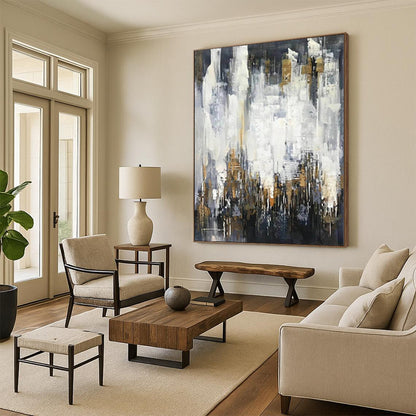 Immense Hand-Painted Abstract Wall Art for Home Craft Room Storage and Display Walls