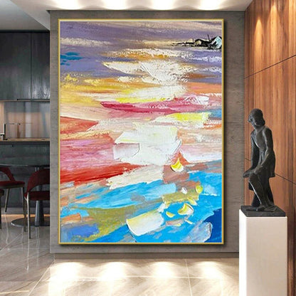 Giant Contemporary Abstract Painting for Modern Master Bedroom Bedhead Wall