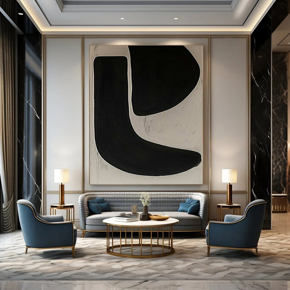 Large-Scale Hand-Painted Contemporary Abstract Mural for Family Home Laundry Rooms