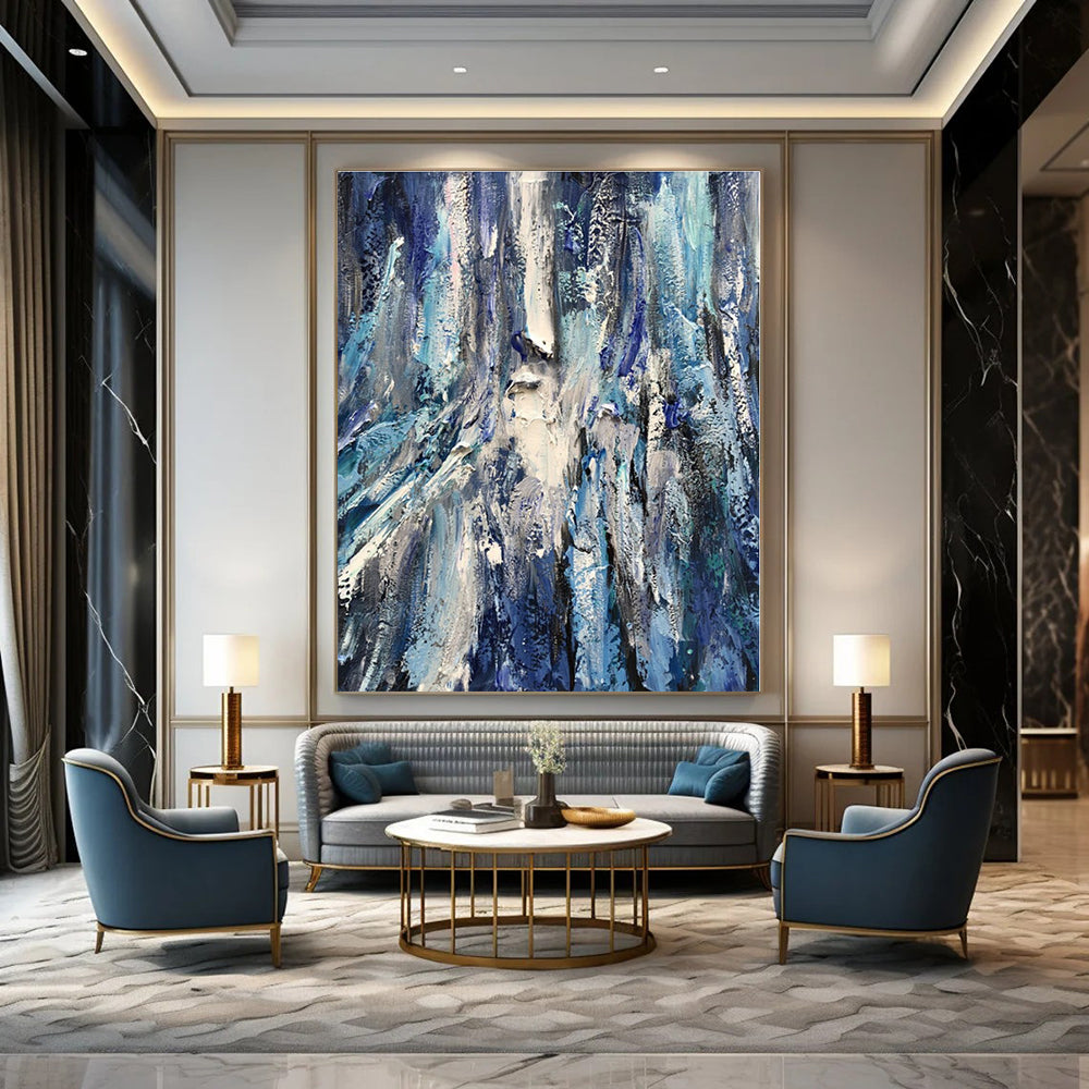 Oversized Custom Hand-Painted Abstract Painting for Office and Hotel Executive Suites
