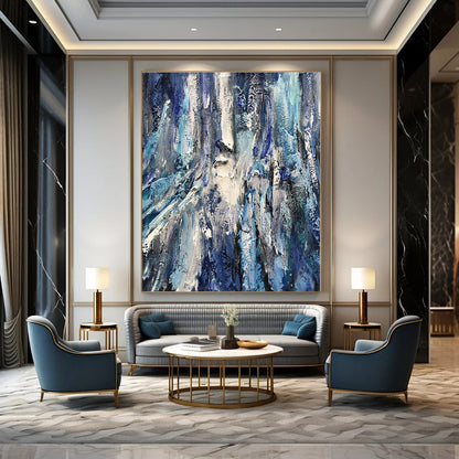 Oversized Custom Hand-Painted Abstract Painting for Office and Hotel Executive Suites