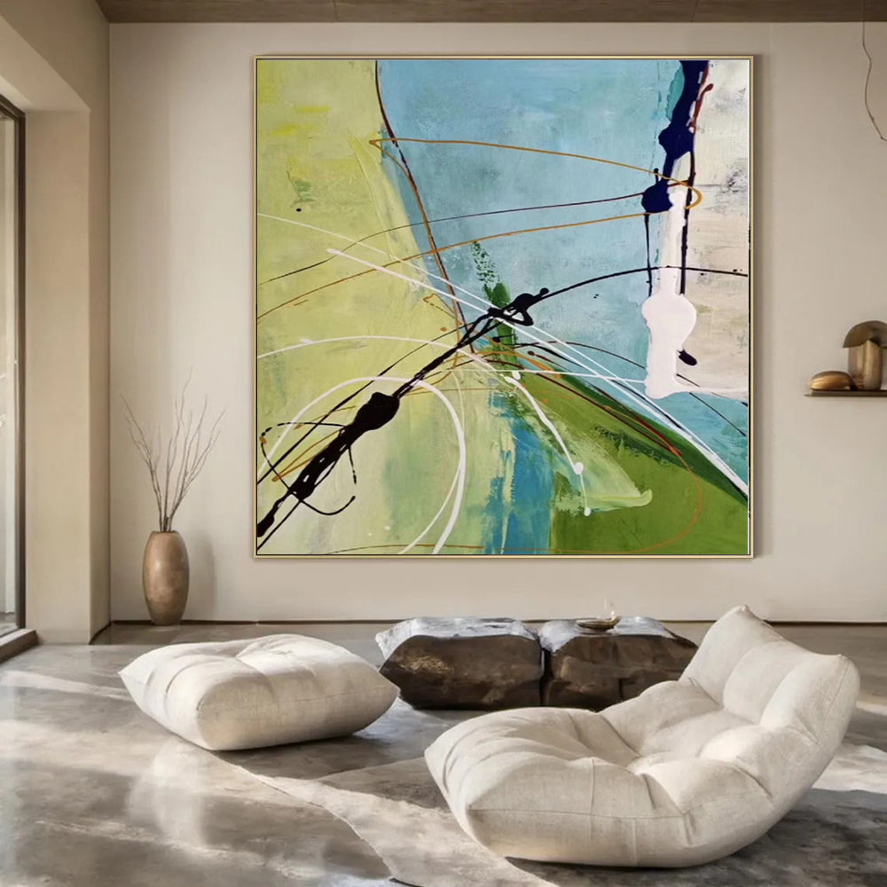 Immense Abstract Canvas for Playroom Nooks - Hand-Painted Acrylic on Canvas