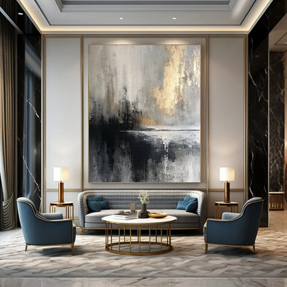 Huge Hand-Painted Contemporary Abstract Painting for High-End Bar Private Dining Areas