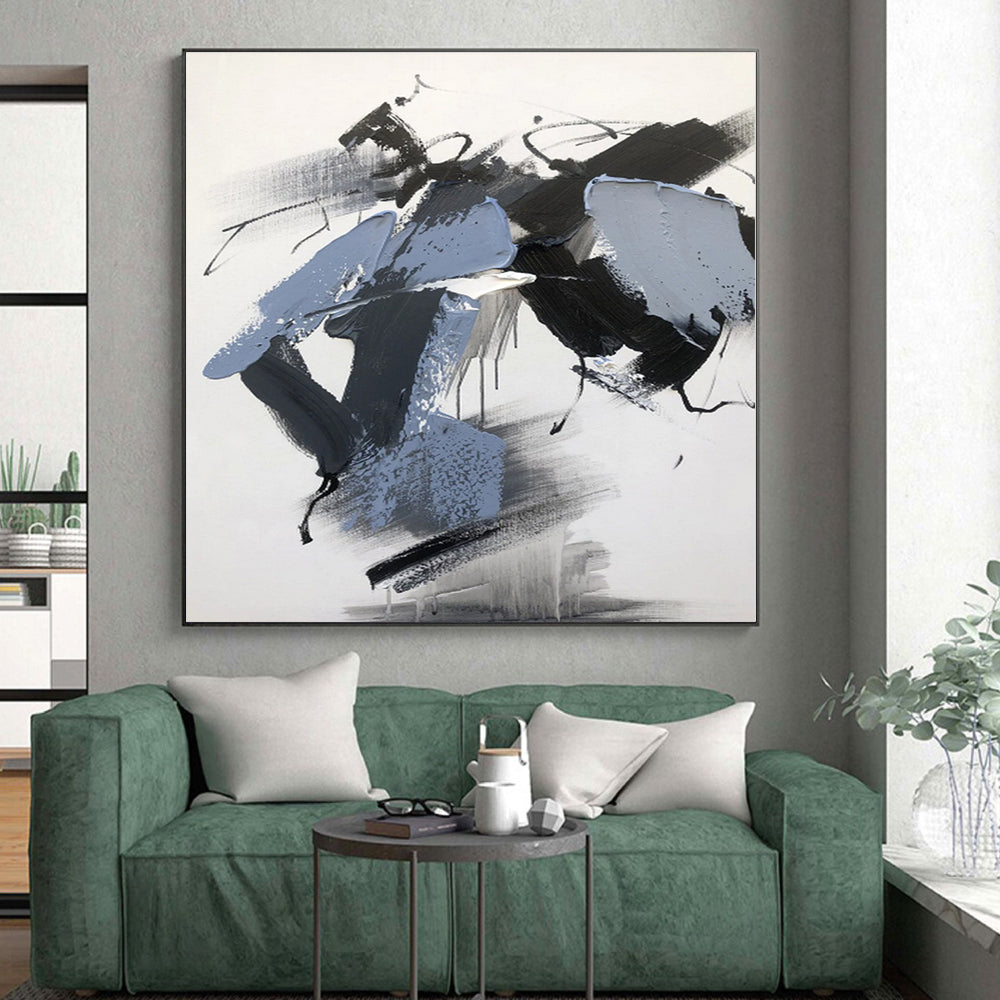 Custom Large Hand-Painted Abstract Canvas for Pet Nook Feature Wall