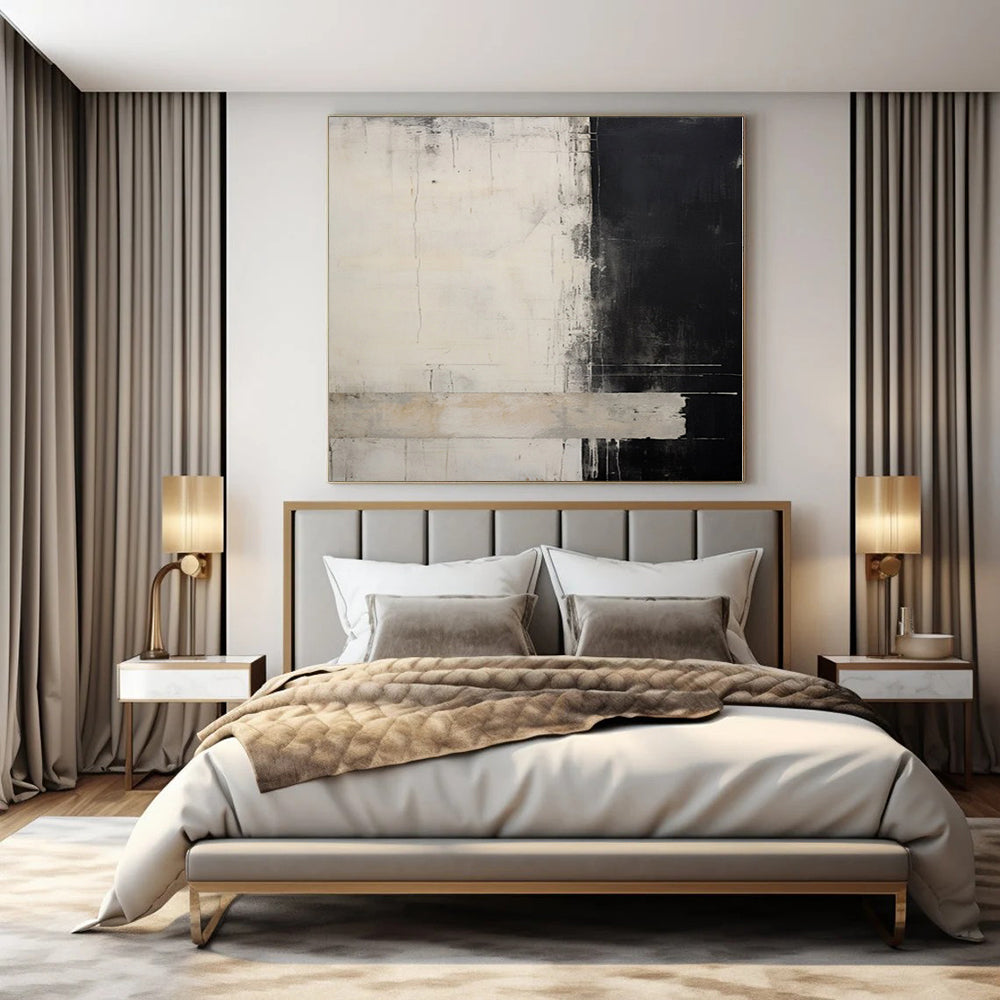 Monumental Abstract Art for Green Wall Compartment Spaces - Custom Mixed Media on Linen