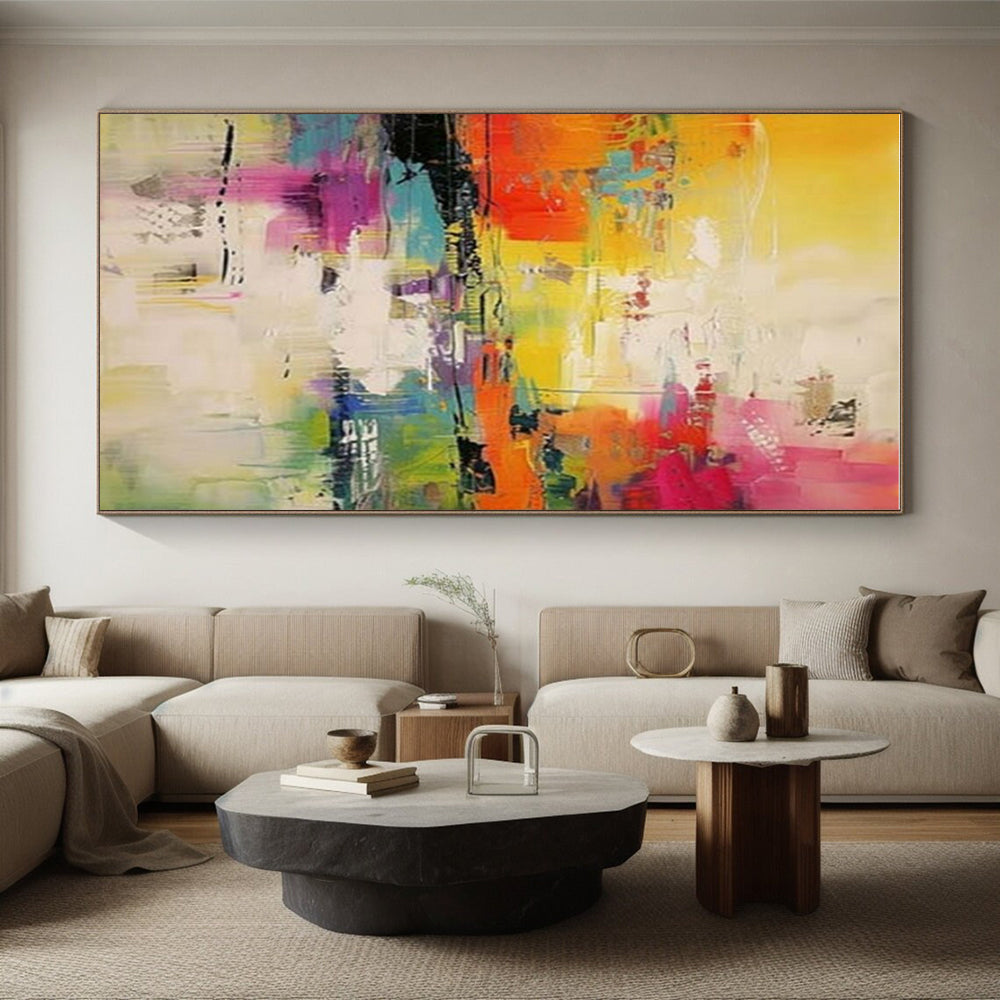 Huge Abstract Canvas for Basement Game Room Feature Wall