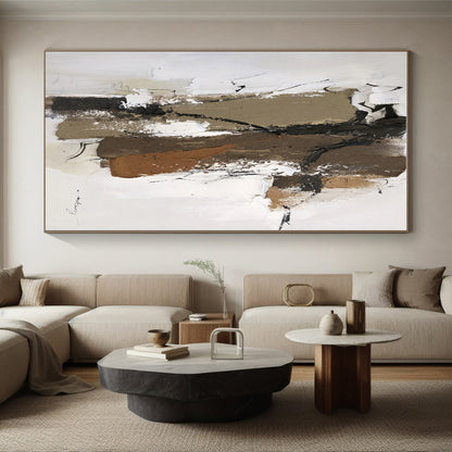 Oversized Custom Hand-Painted Abstract Painting for Home Library Study Nook Wall
