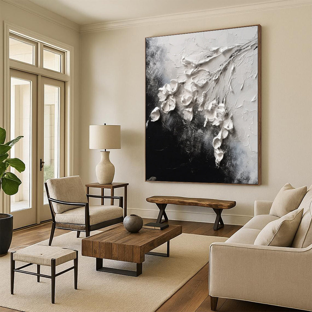 Custom Giant Hand-Painted Abstract Art for Sunroom Garden View Wall LargeART0580