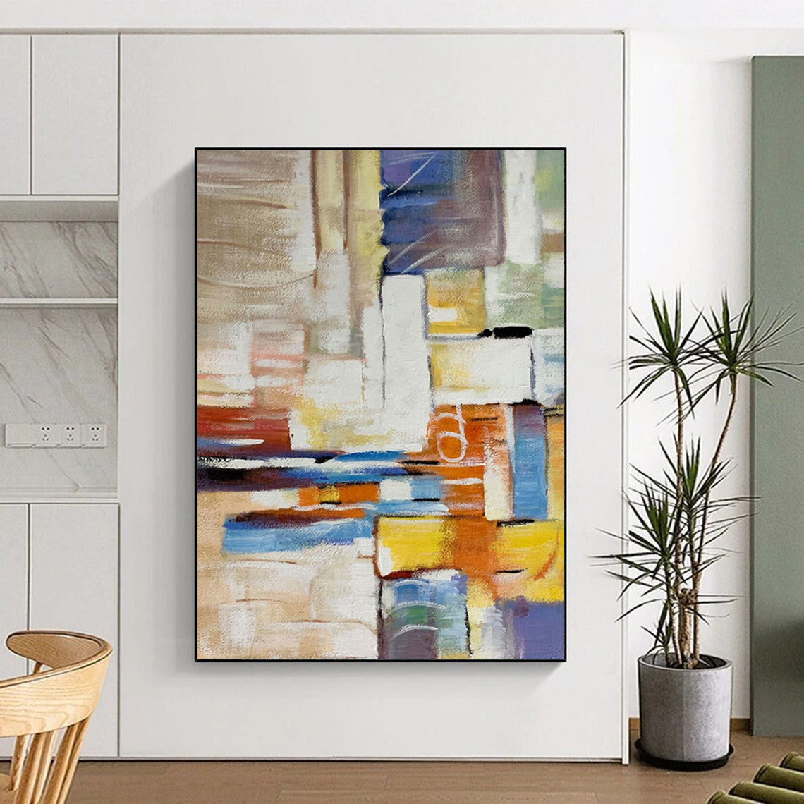 Enormous Made-to-Order Abstract Painting for Mudroom Pet Grooming Station Wall