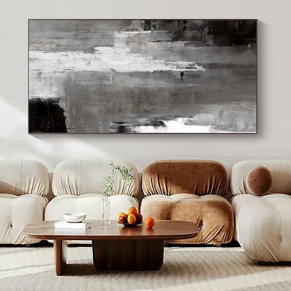 Huge Hand-Painted Contemporary Abstract Painting for Living Room Above Sofa Headers