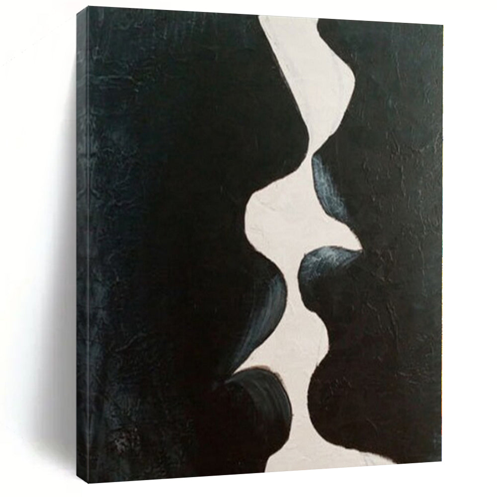 Minimalist Monochrome Hand-Painted Abstract Canvas for Dining Rooms