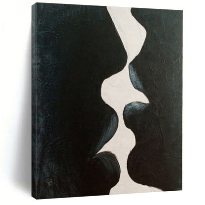 Minimalist Monochrome Hand-Painted Abstract Canvas for Dining Rooms