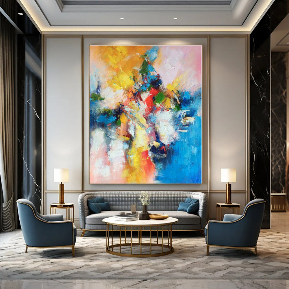 Hand-Painted Personalized Abstract Mural for Office & Hotel Conference Rooms