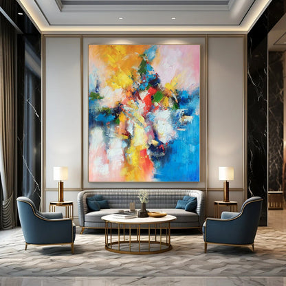 Hand-Painted Personalized Abstract Mural for Office & Hotel Conference Rooms