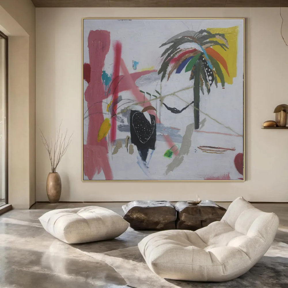 Custom Hand-Painted Abstract Canvas for Bedroom & Hallway
