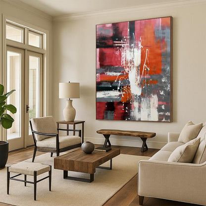 Grand Hand-Painted Abstract Painting for Hallway Storage and Display Nooks