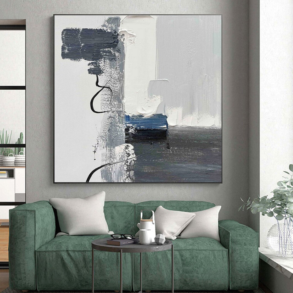 Large-Scale Contemporary Abstract Painting for Sunroom Natural Light Enhancement