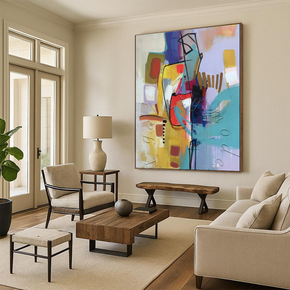 Large Modern Abstract Wall Art for Music Concert Venue Backstages