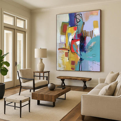 Large Modern Abstract Wall Art for Music Concert Venue Backstages