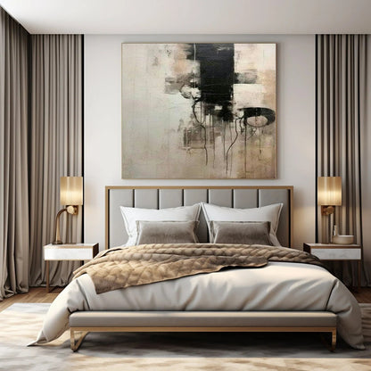 Oversized Hand-Painted Contemporary Abstract Mural for Bedroom Alcoves
