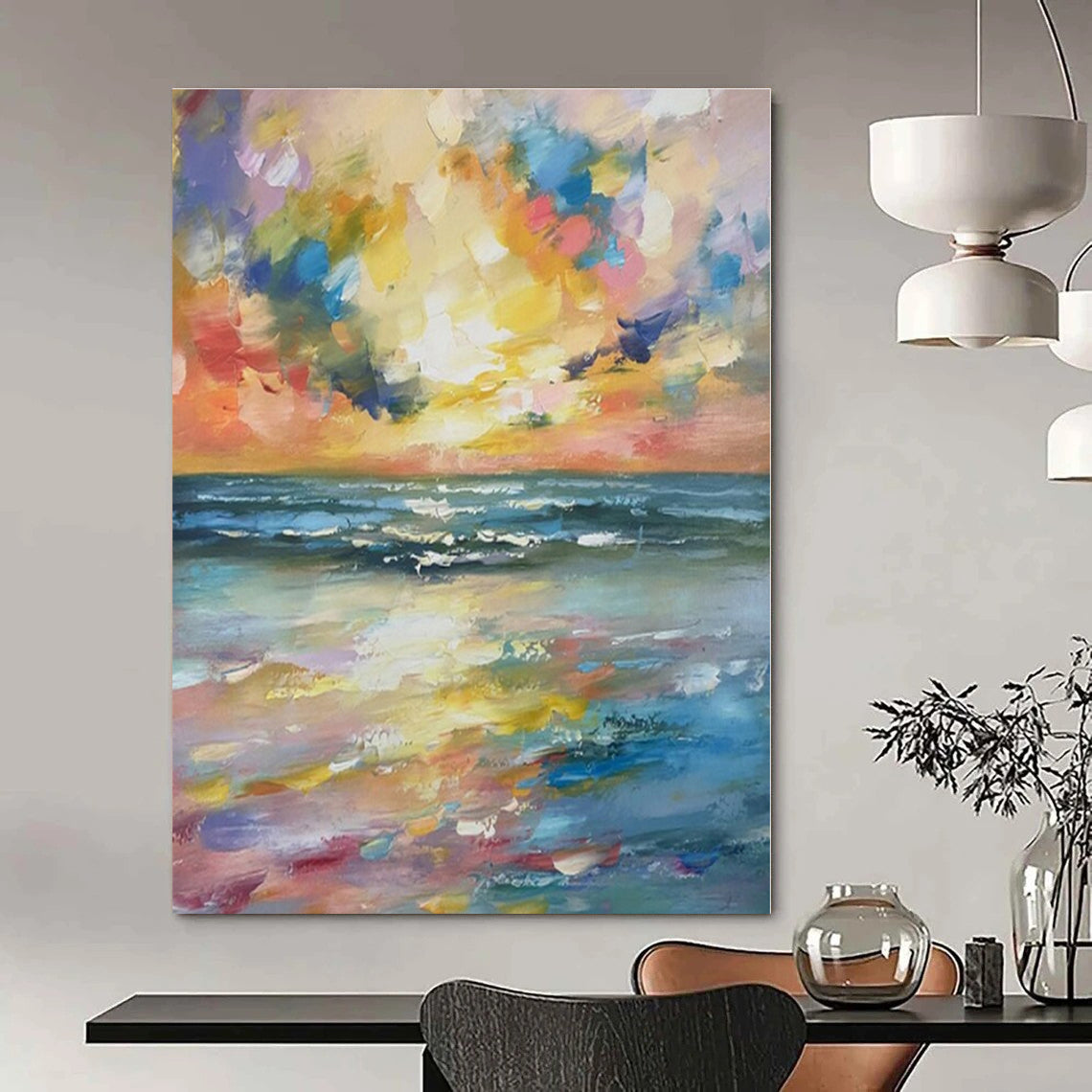 Custom Hand-Painted Abstract Mural for Bedroom & Hotel Poolside Cabanas