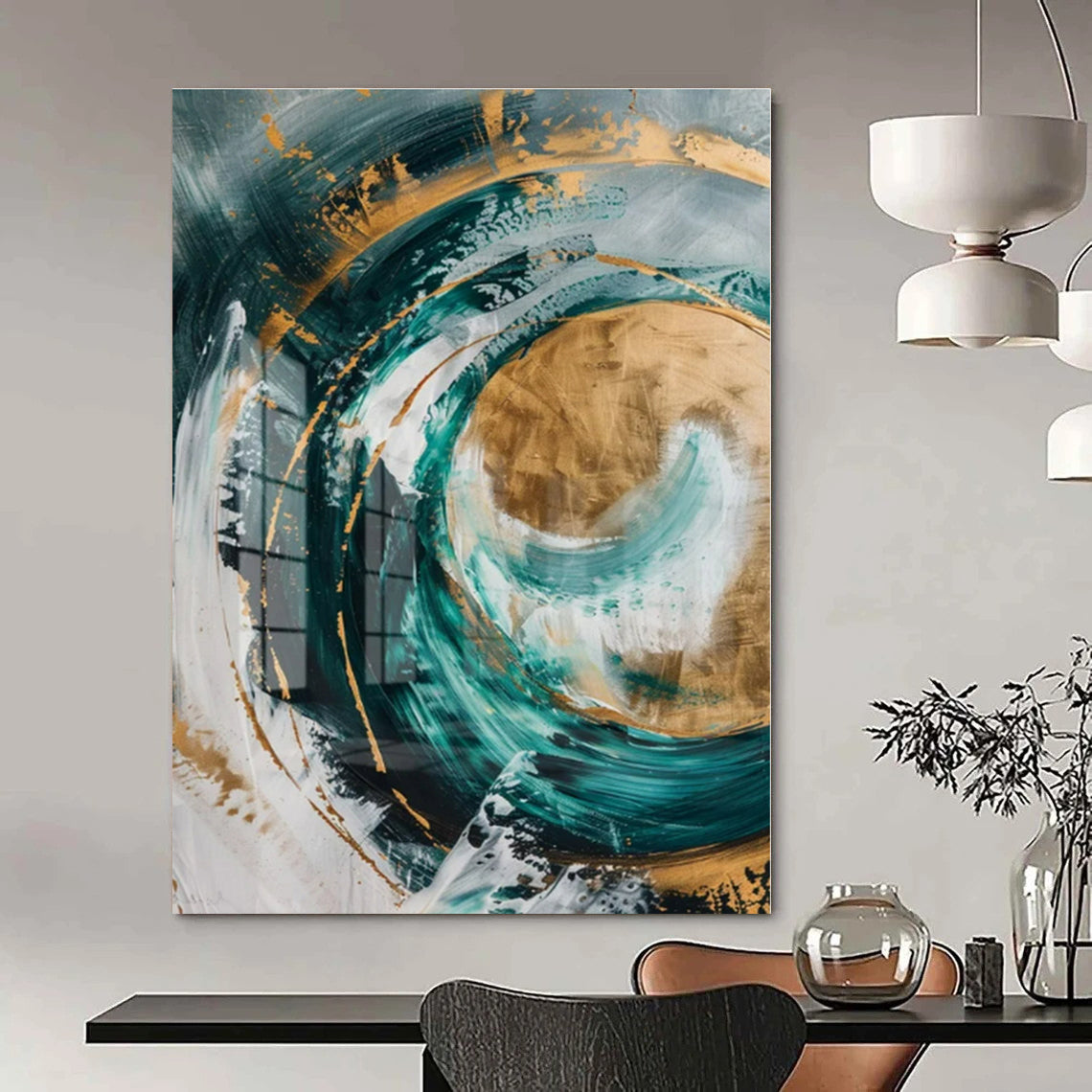 Modern Geometric Hand-Painted Abstract Art for Contemporary Bedrooms