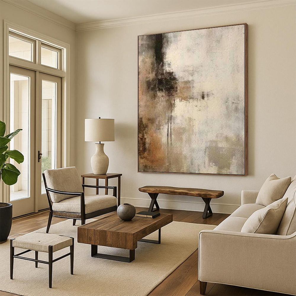 Giant Hand-Painted Abstract Art for Basement Entertainment Areas