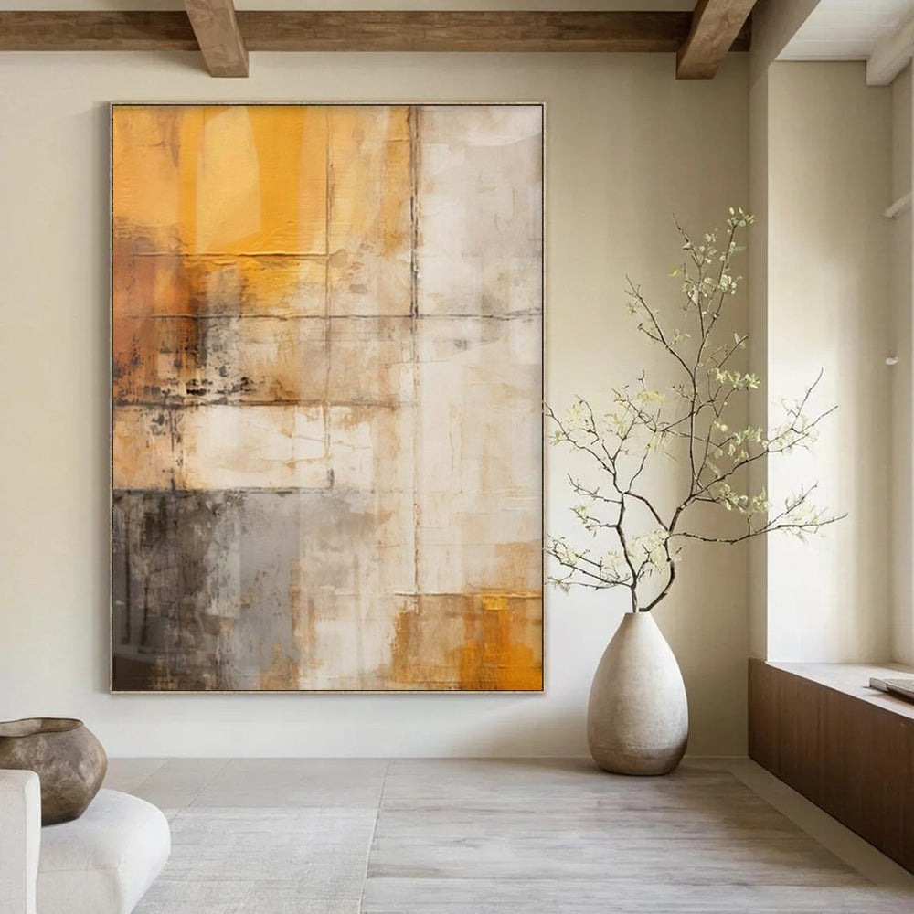 Oversized Hand-Painted Modern Abstract Painting for Family Home Guest Suites