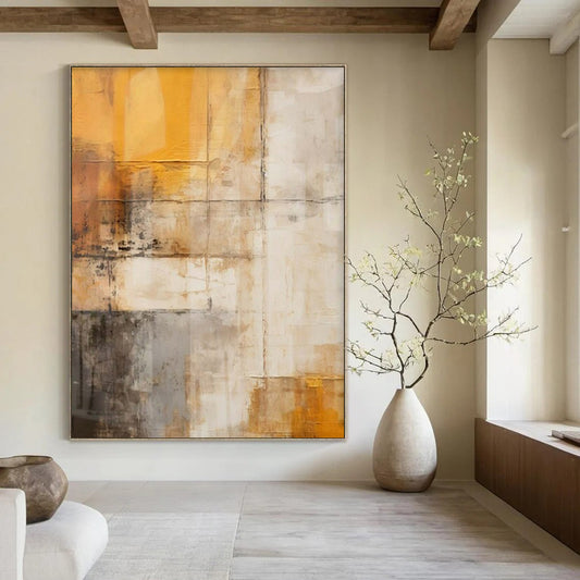 Oversized Hand-Painted Modern Abstract Painting for Family Home Guest Suites