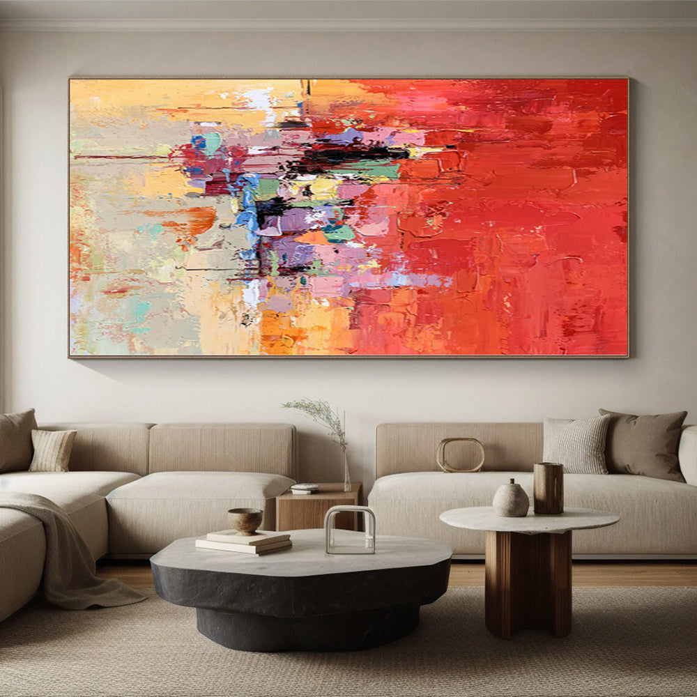 Giant Hand-Painted Abstract Canvas for Nursery Changing Table Feature Walls