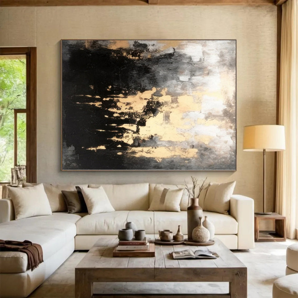 Grand Hand-Painted Abstract Painting for Hallway Picture Ledge Walls