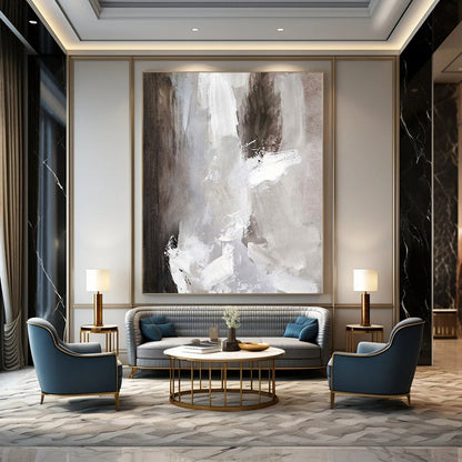 Large-Scale Hand-Painted Contemporary Abstract Mural for Living Room Dining Nooks