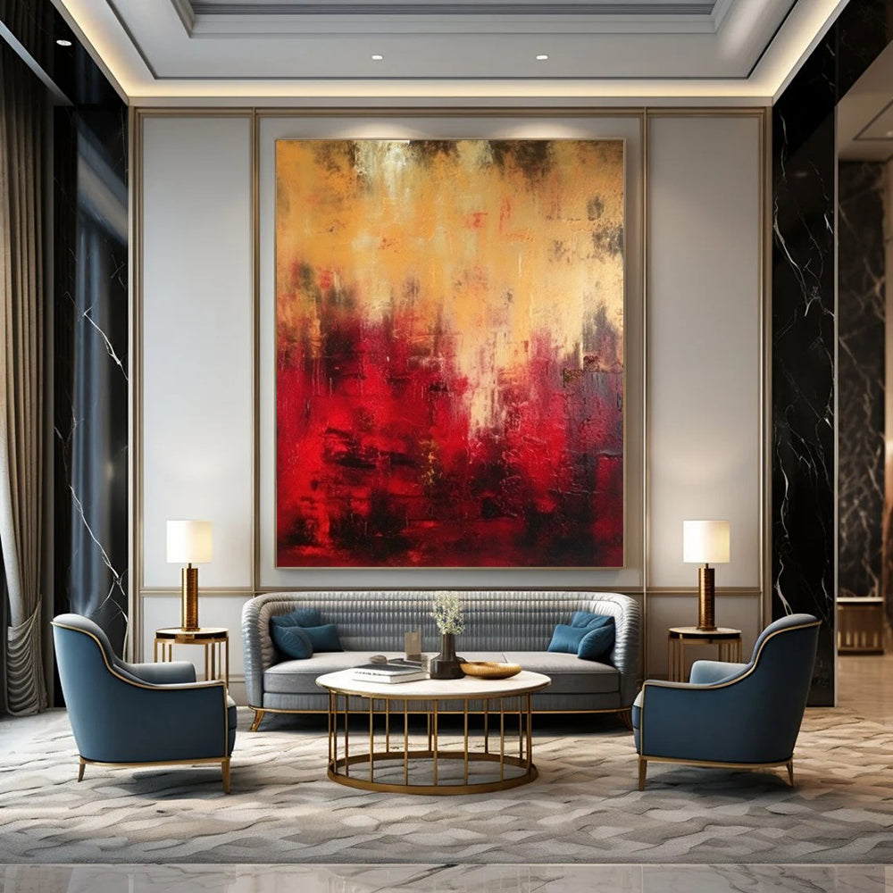 Oversized Hand-Painted Modern Abstract Mural for Boutique Hotel Spa Treatment Rooms