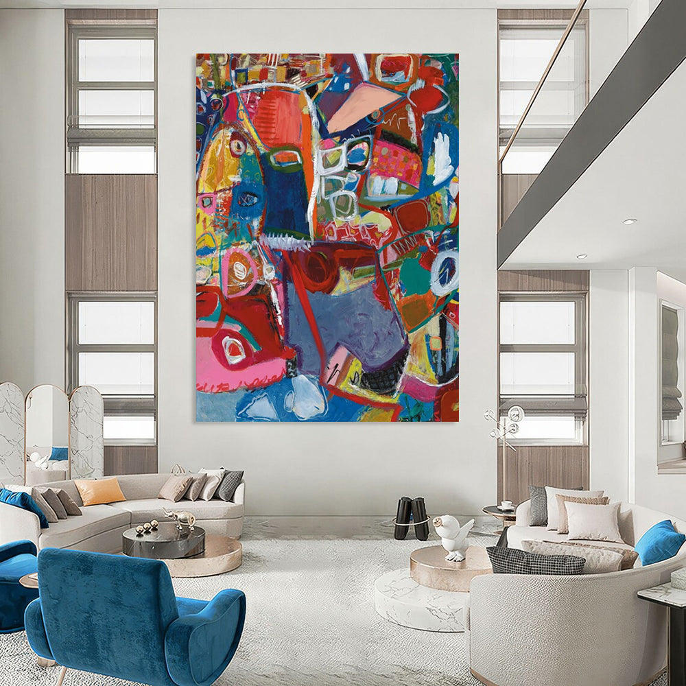Hand-Painted Large Custom Abstract Paintings: Textured Styles for Dining Room & Bar DTP297