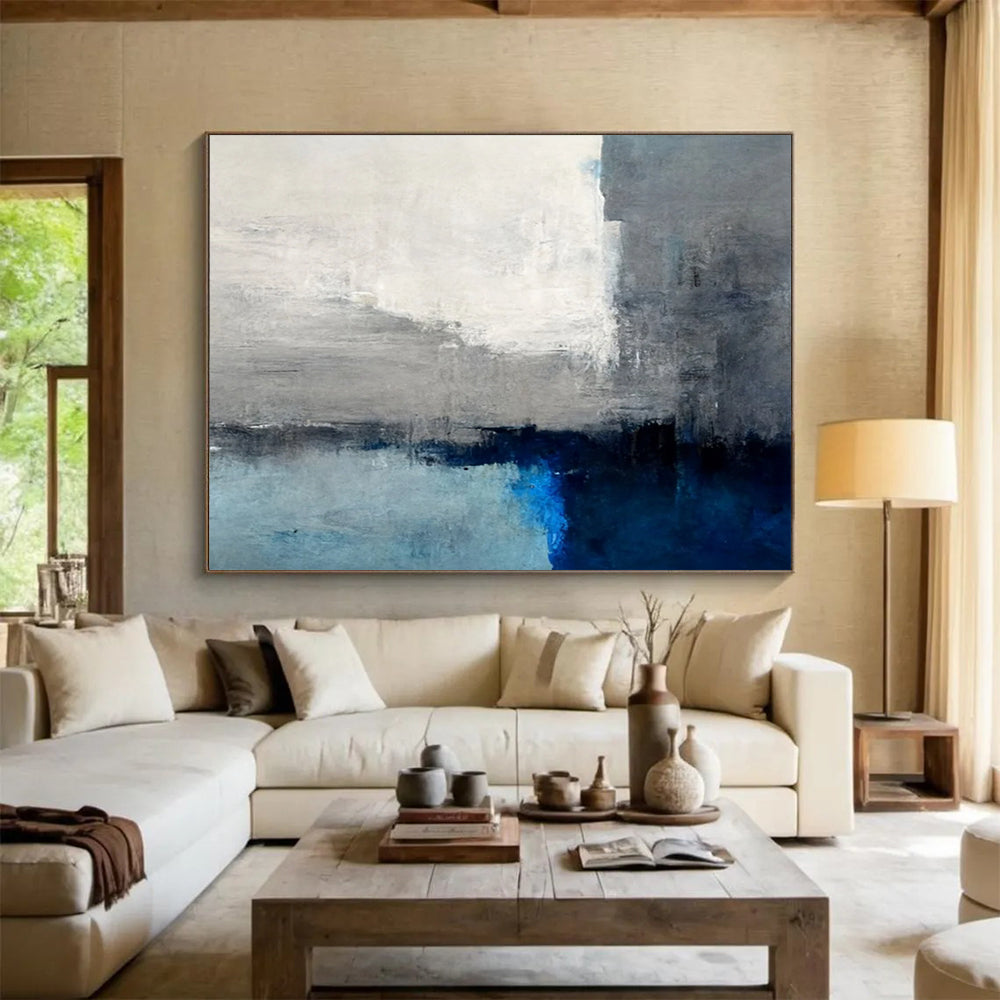 Grey & Blue Horizon Abstract - Calm Office Focus DLZ074