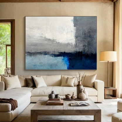 Grey & Blue Horizon Abstract - Calm Office Focus DLZ074
